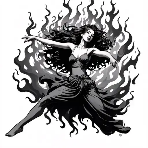 dancing through the flames tattoo design idea