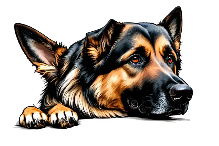 german shepard ouroboros tattoo design idea