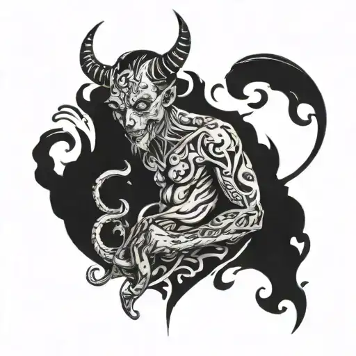 The devil and the number 7 deadly sins tattoo design idea