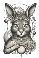 tarot card rabbit cat moon tattoo design idea