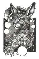 tarot card rabbit cat moon tattoo design idea