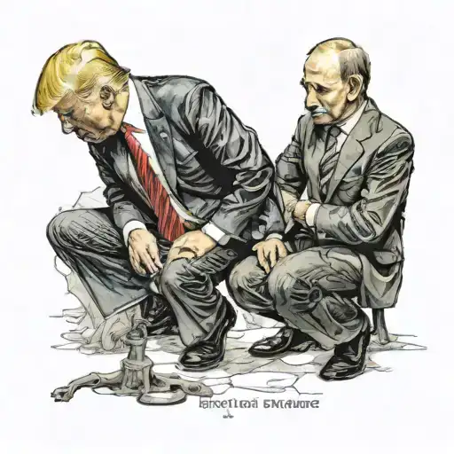 Donald trump on his knees in front of Vladimir Putin tattoo design idea