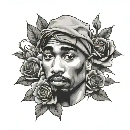 Tupac and roses tattoo design idea