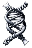 DNA double helix, two strands are slightly different but still symmetrical one is smooth the other is sharp tattoo design idea