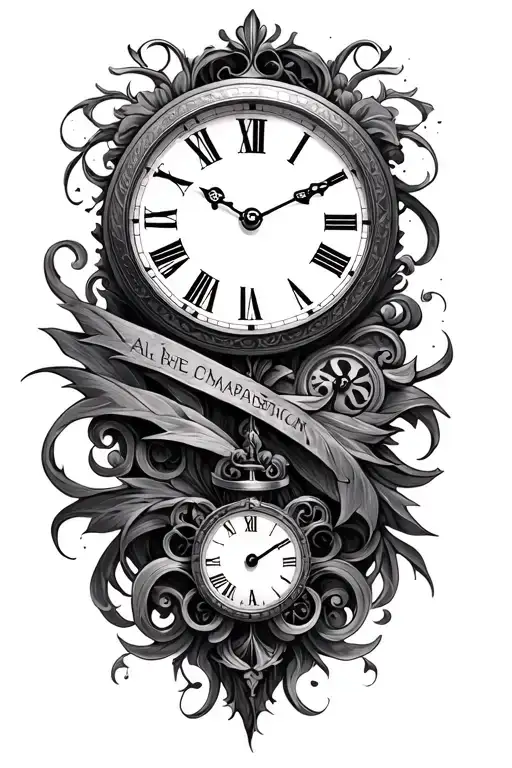 clock and time  tattoo design idea