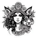 Colorful feminine tattoo sleeve representing Mexican culture and animals tattoo design idea