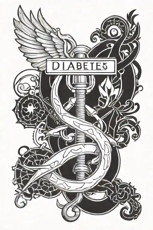 diabetes type 1 medical alert sign intertwined tattoo design idea