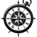 time piece and compass tattoo design idea