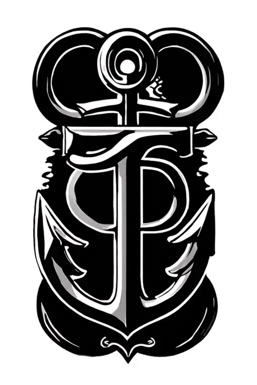 anchor with TB initials with design tattoo design idea