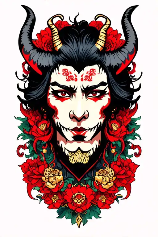 Japanese, devil tattoo design idea