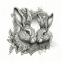 2 bunnies inside locket tattoo design idea