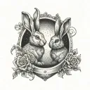 2 bunnies inside locket tattoo design idea
