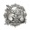2 bunnies inside locket tattoo design idea