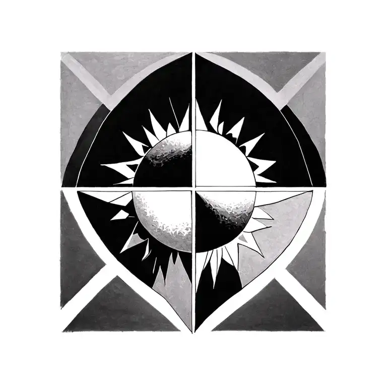 imperfect octagram sun shown with triangles tattoo design idea