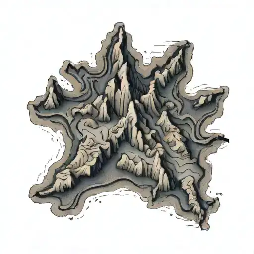 top down island topography map tattoo design idea