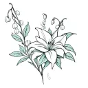 rose and lily of the valley intertwined tattoo design idea