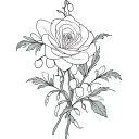 rose and lily of the valley intertwined tattoo design idea