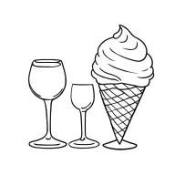 wine glass and ice cream cone with two tattoo design idea