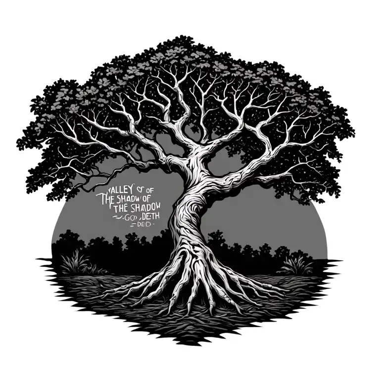 tree dna strand god quote valley of the shadow of death tattoo design idea