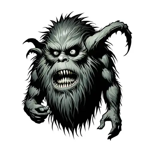 nurgle god in that classic Where the Wild Things Are vibe tattoo design idea