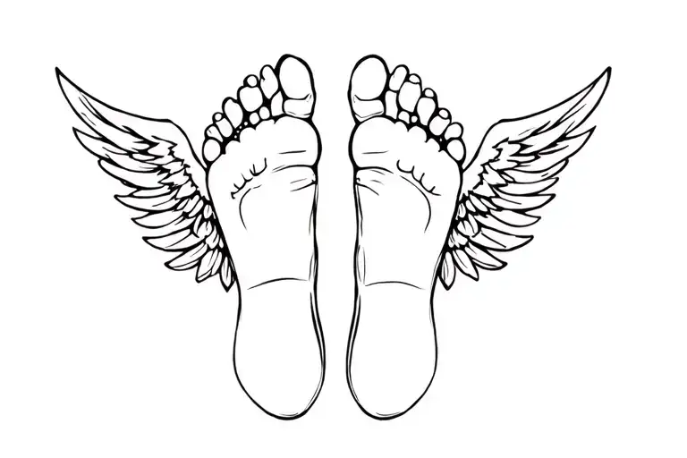 baby feet wings tattoo design idea