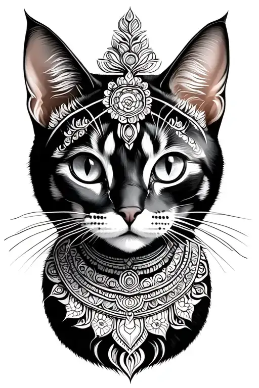 Thai cat mandala tattoo design idea
