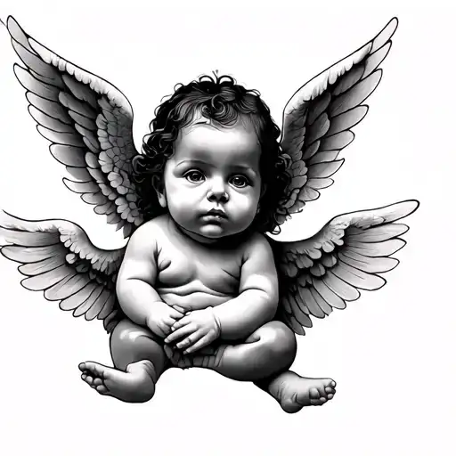 Black Baby Angel tattoo design idea