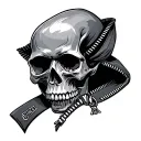 open zipper wirh skull tattoo design idea