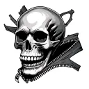 open zipper wirh skull tattoo design idea