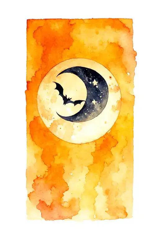 Lilith (Scorpio, House 7): A dark crescent moon with bat wings — raw feminine power and liberation. tattoo design idea