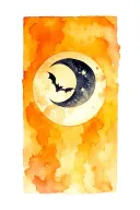 Lilith (Scorpio, House 7): A dark crescent moon with bat wings — raw feminine power and liberation. tattoo design idea