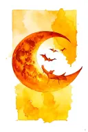 Lilith (Scorpio, House 7): A dark crescent moon with bat wings — raw feminine power and liberation. tattoo design idea