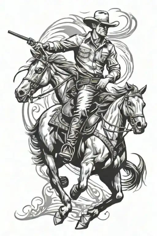 cowboy riding a horse tattoo design idea