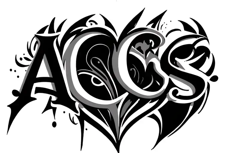 tribal heart made out of the letters A, C, S incorporated somehow tattoo design idea