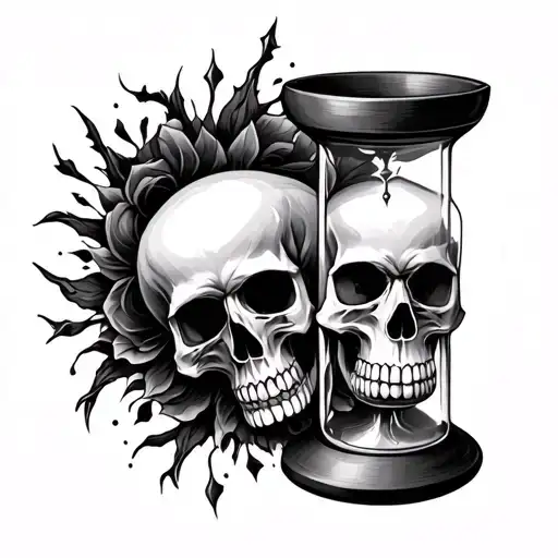 gothic hour glass with a skull tattoo design idea