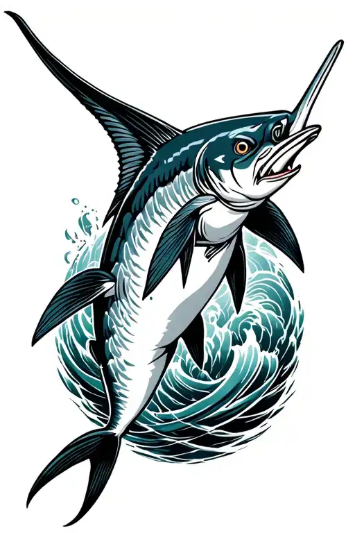 celtic marlin jumping tattoo design idea