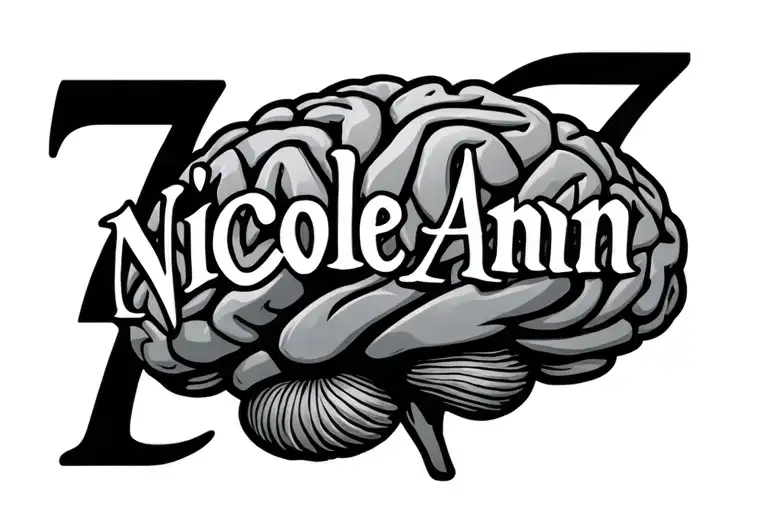 the name Nicole Ann and something that represents the 7 minutes of brain activity after death tattoo design idea
