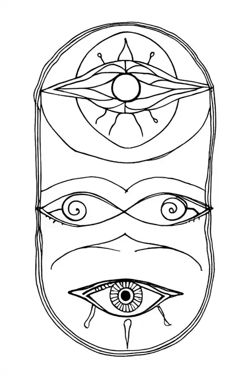 have to do with the sun and the moon, which has a kind of mandala and a Greek eye with a thin but striking line tattoo design idea
