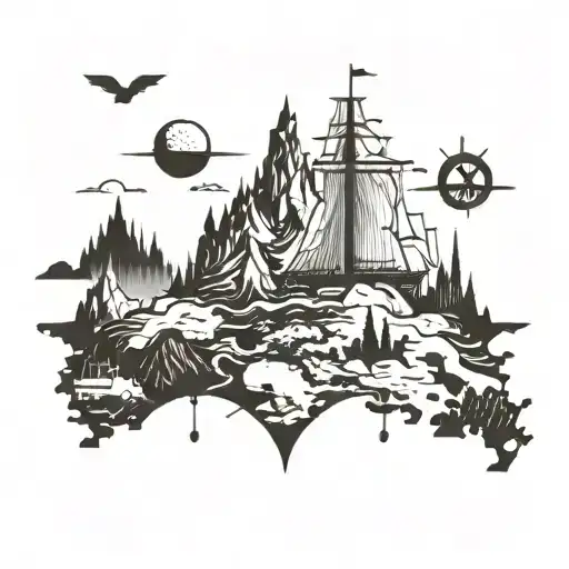 Banner like map tattoo design idea