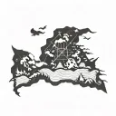 Banner like map tattoo design idea