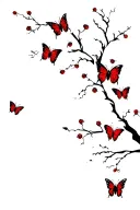 evil ladybugs and butterflys tree backround tattoo design idea