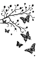 evil ladybugs and butterflys tree backround tattoo design idea