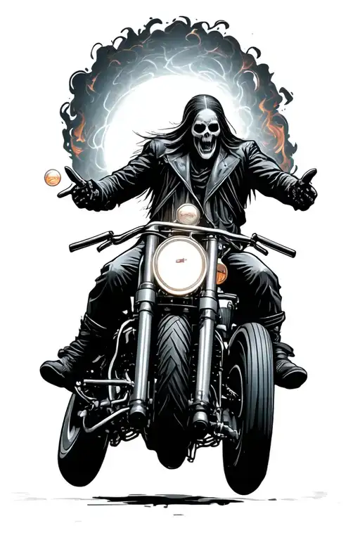 Ghost rider gracefully jumping tattoo design idea