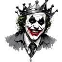 Joker laugh with crown made tattoo design idea
