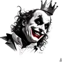Joker laugh with crown made tattoo design idea
