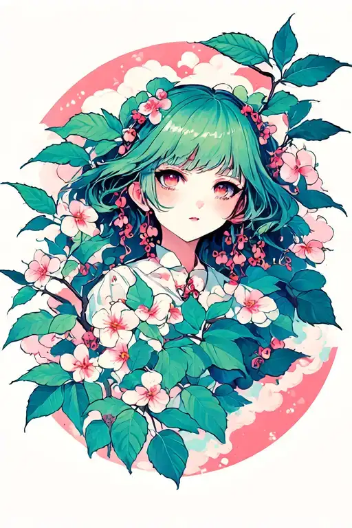 Cloud Japanese Leafs Cherry tattoo design idea