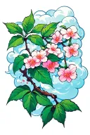 Cloud Japanese Leafs Cherry tattoo design idea