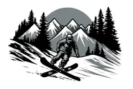 mountains and snowboarding silhouette tattoo design idea