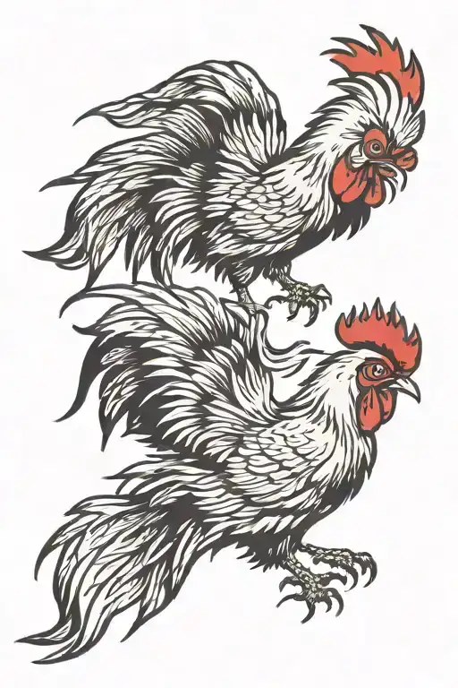 rooster fighting tattoo design idea