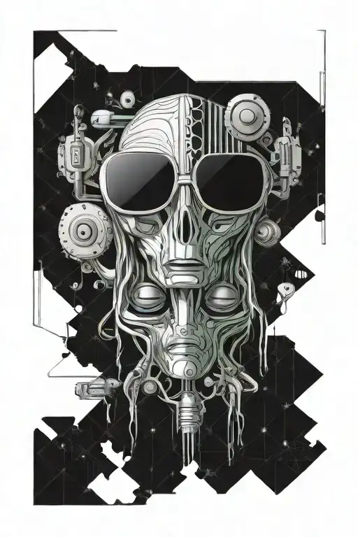 audio psychedelic alien sound engineer Cobain tattoo design idea